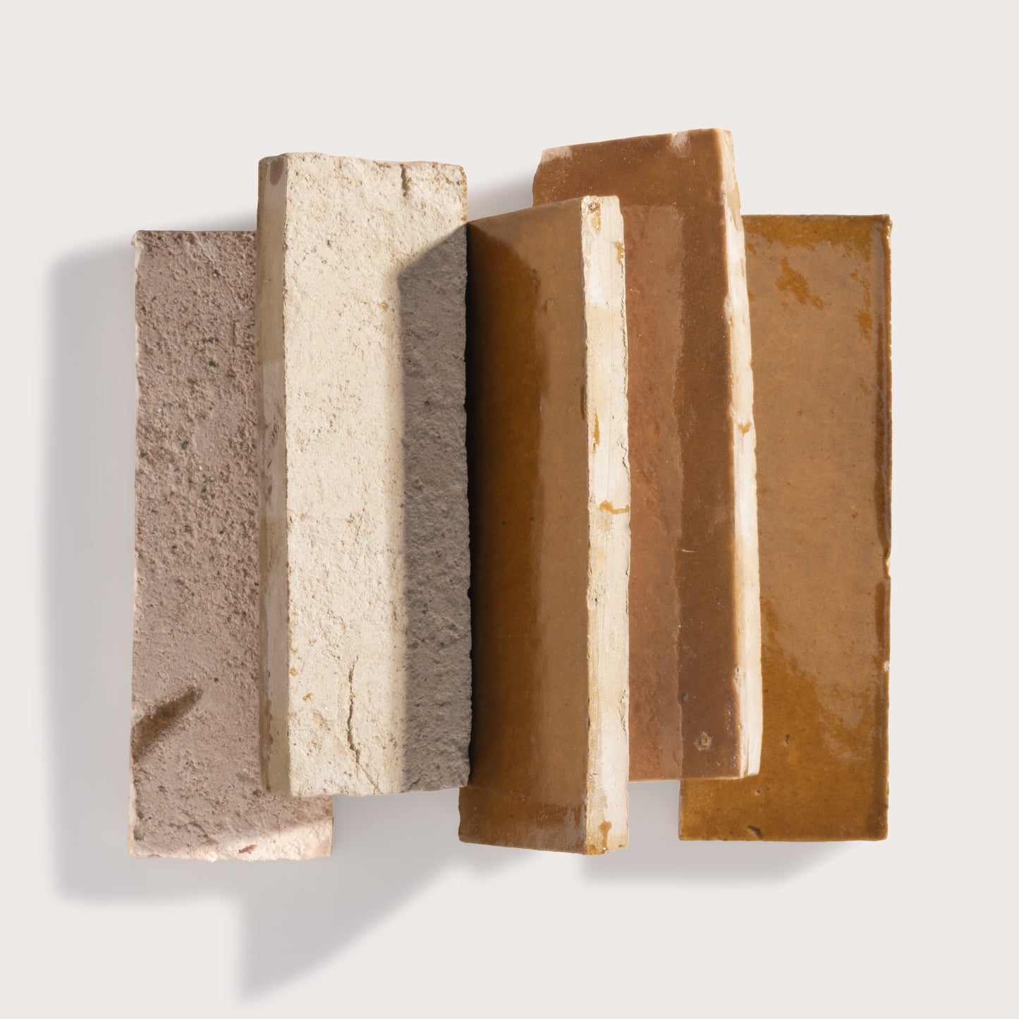 brown rectangle zellige tile on light gray background