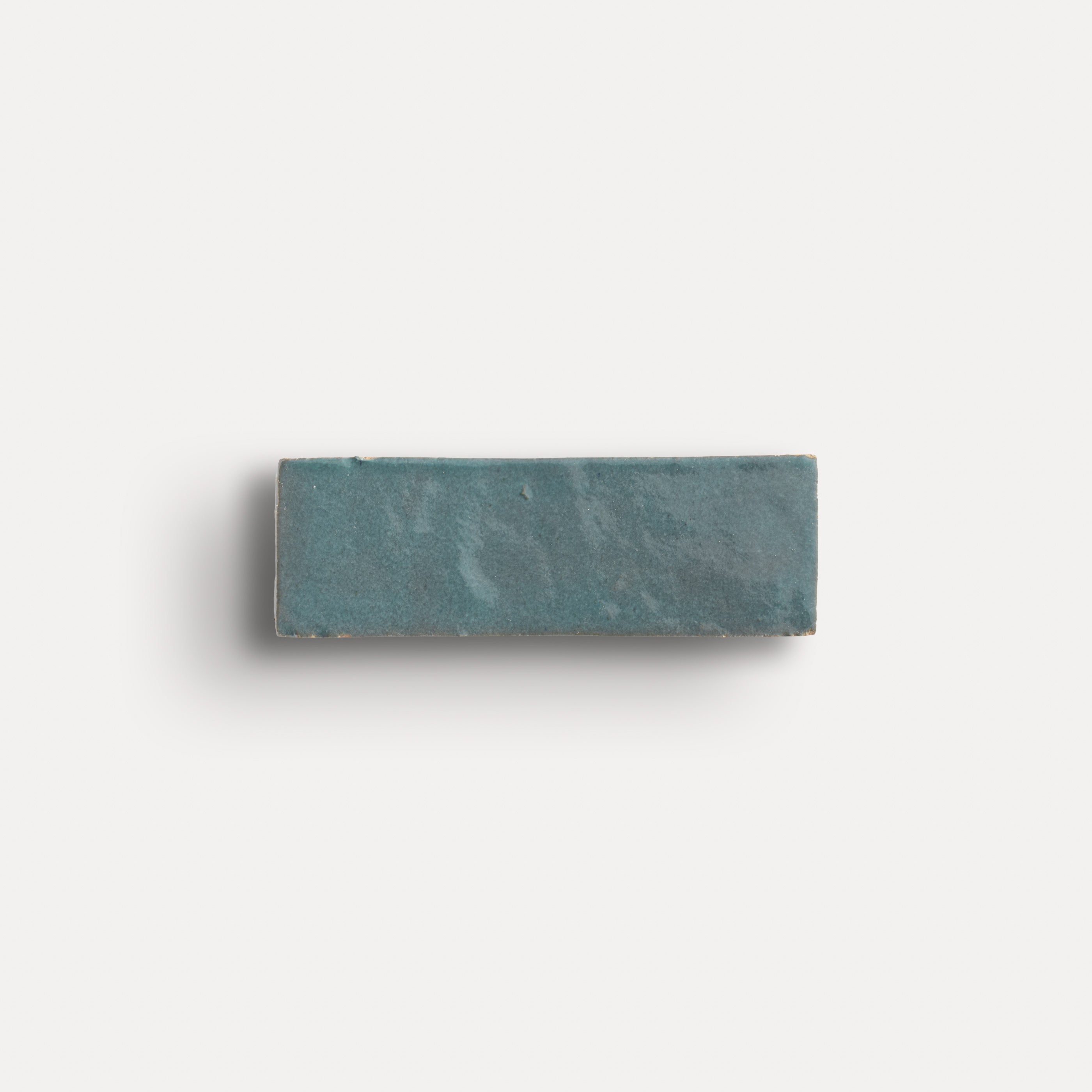 blue rectangle zellige tile on light grey background