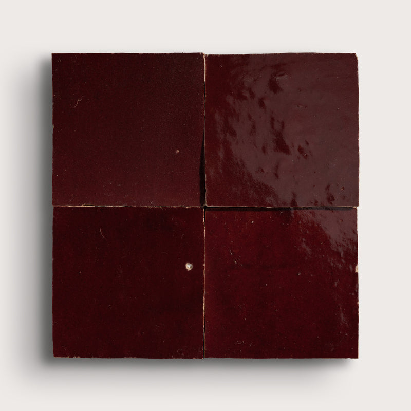 red square zellige tile on light gray background