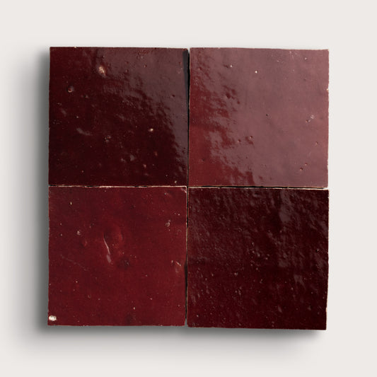 red square zellige tile on light gray background