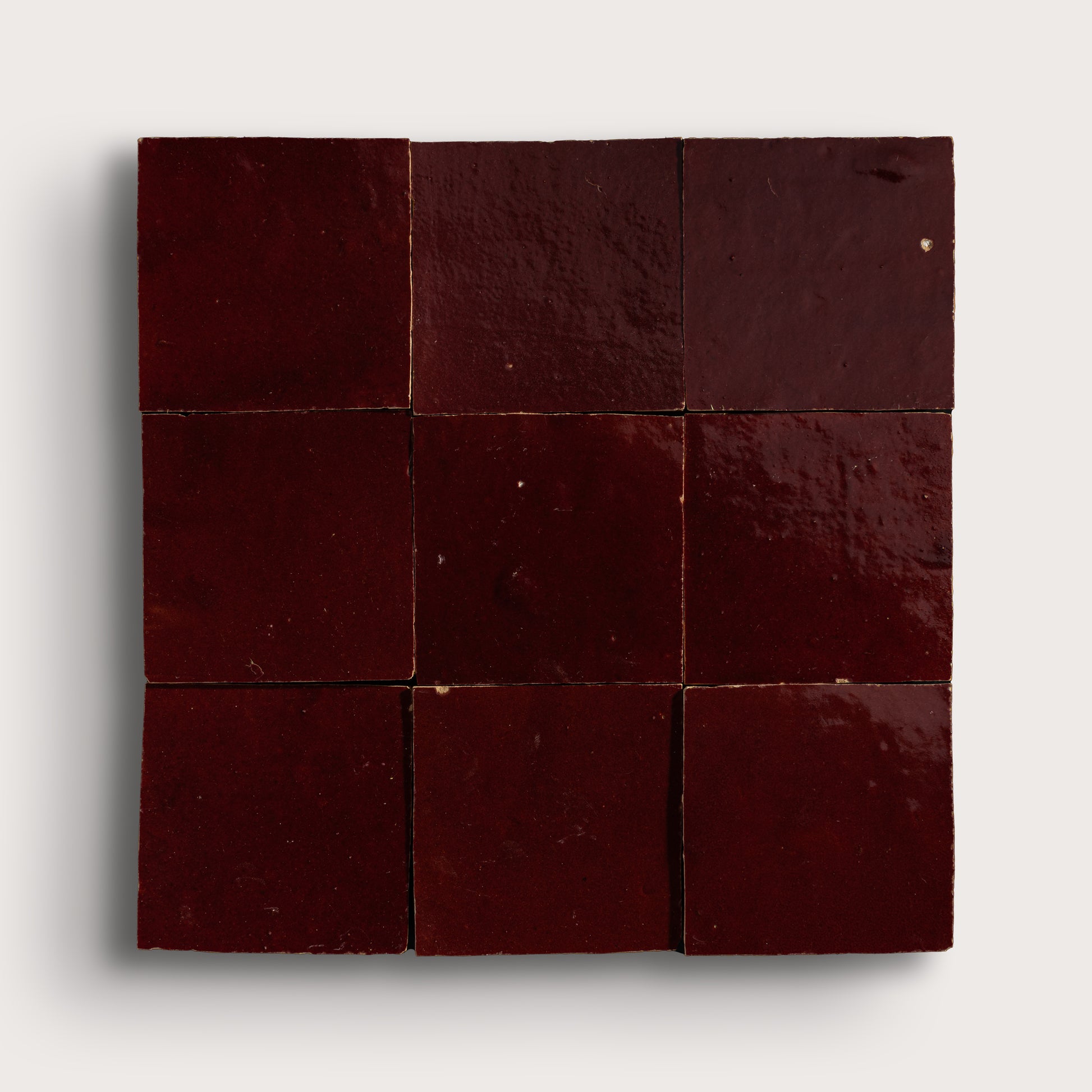 red square zellige tile on light gray background