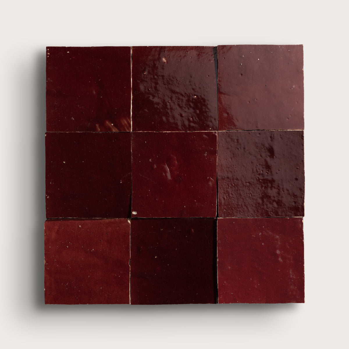 red square zellige tile on light gray background
