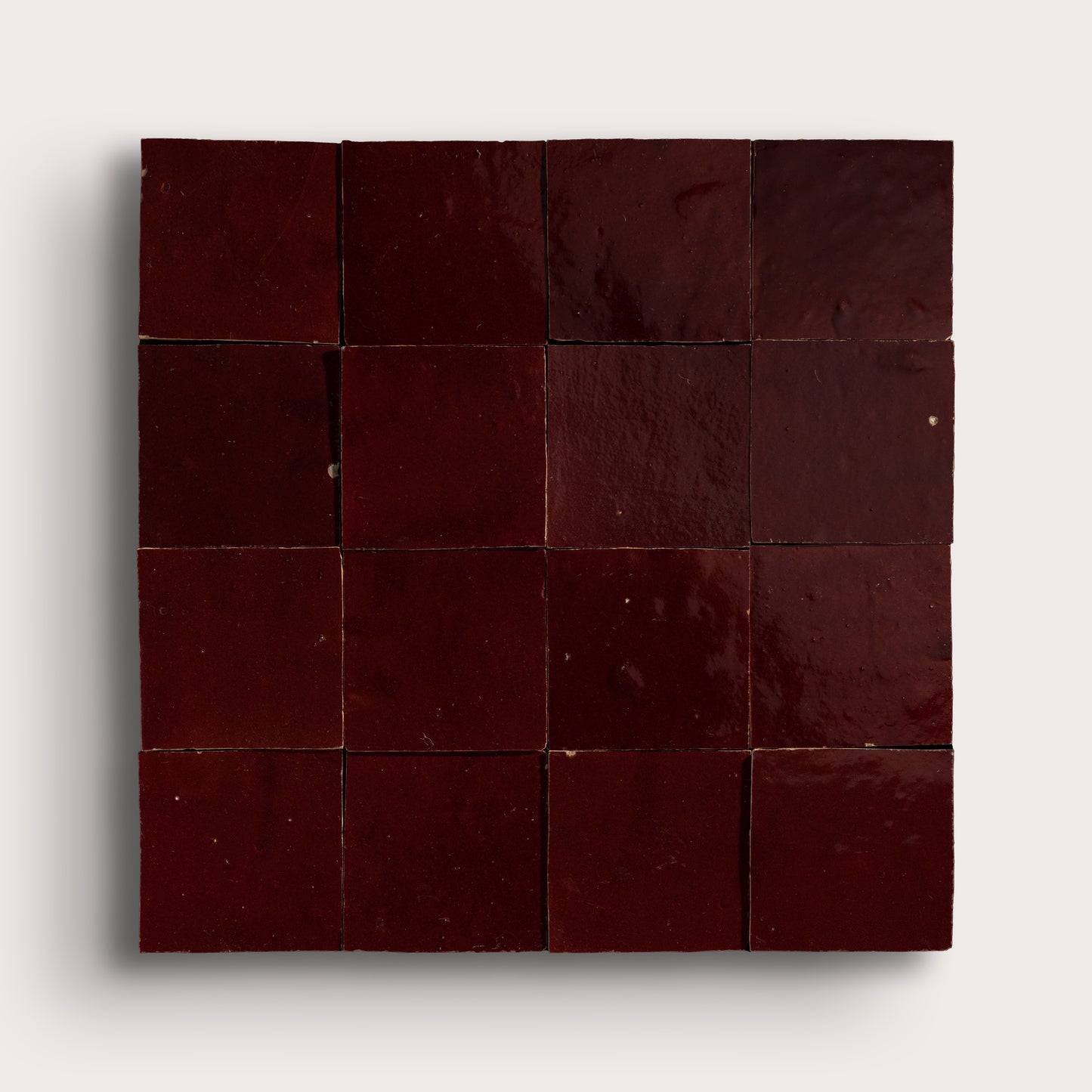 red square zellige tile on light gray background