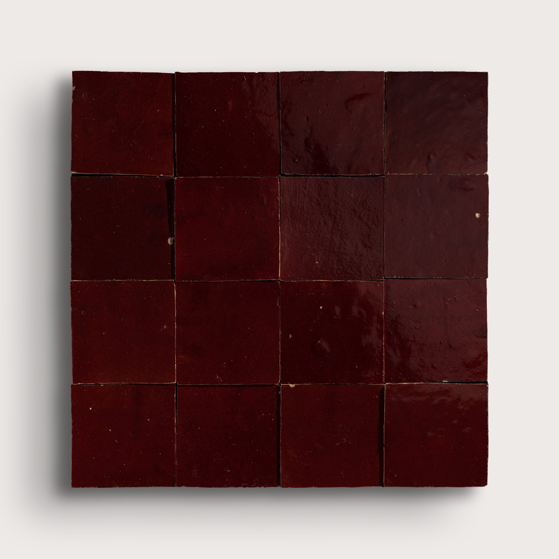 red square zellige tile on light gray background
