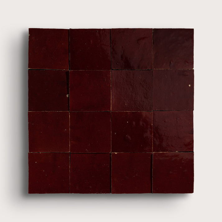 red square zellige tile on light gray background
