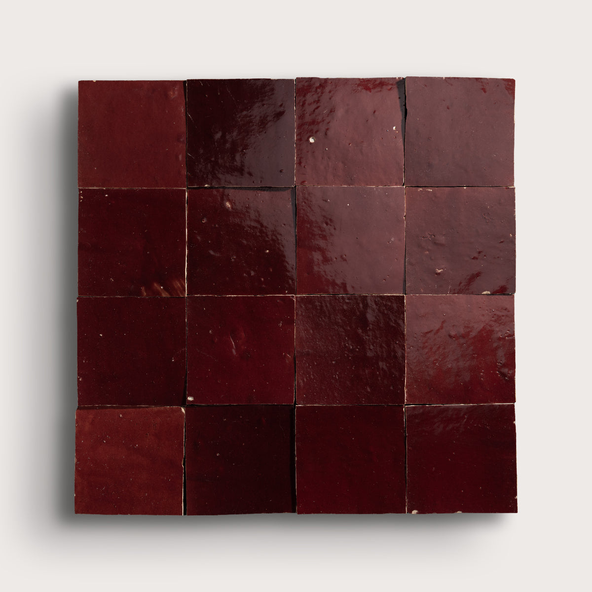 red square zellige tile on light gray background