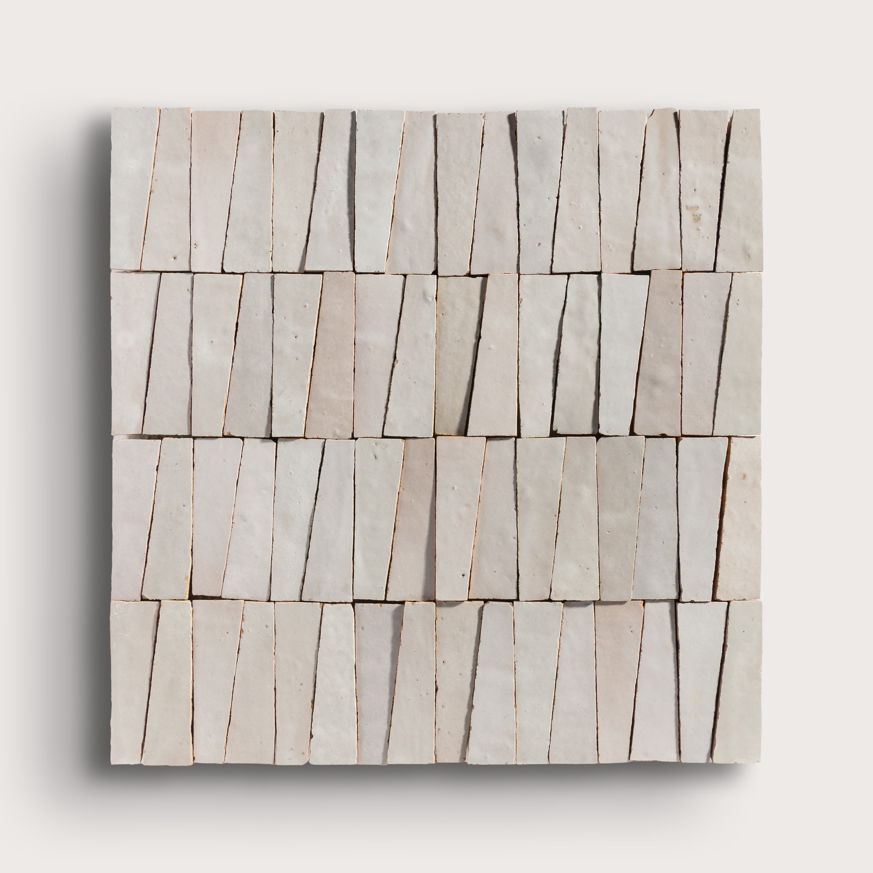 Natural White 1x4 Trapezoid Mosaic Zellige Tile