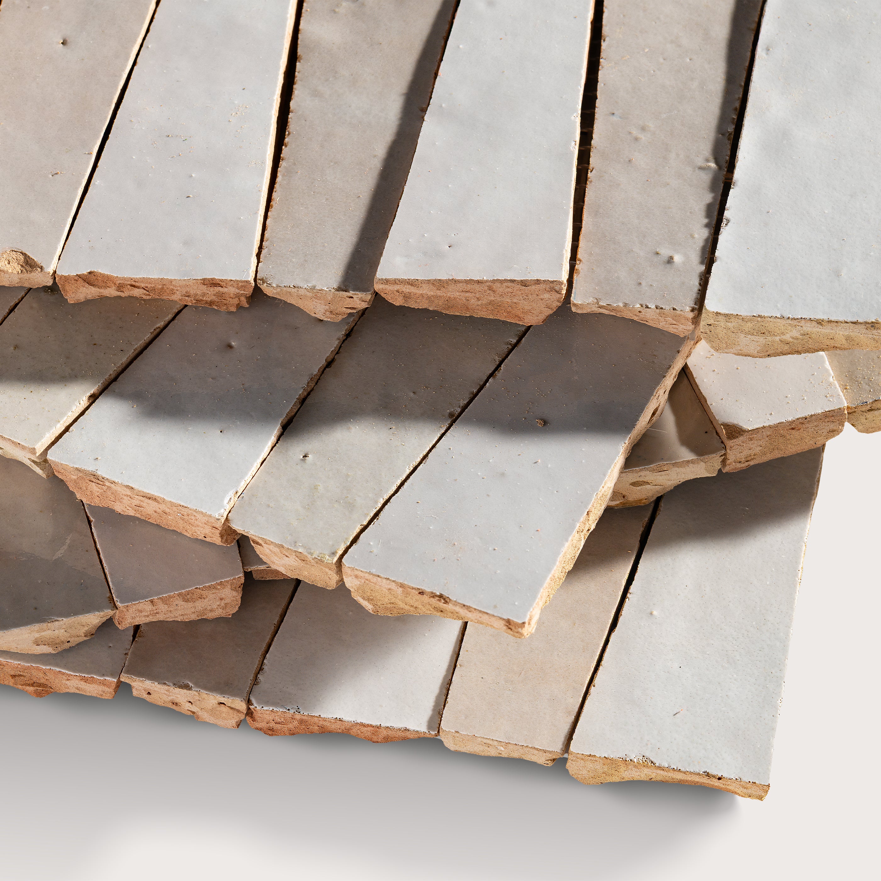 Natural White & Snow White 1x4 Trapezoid Mosaic Zellige Tile