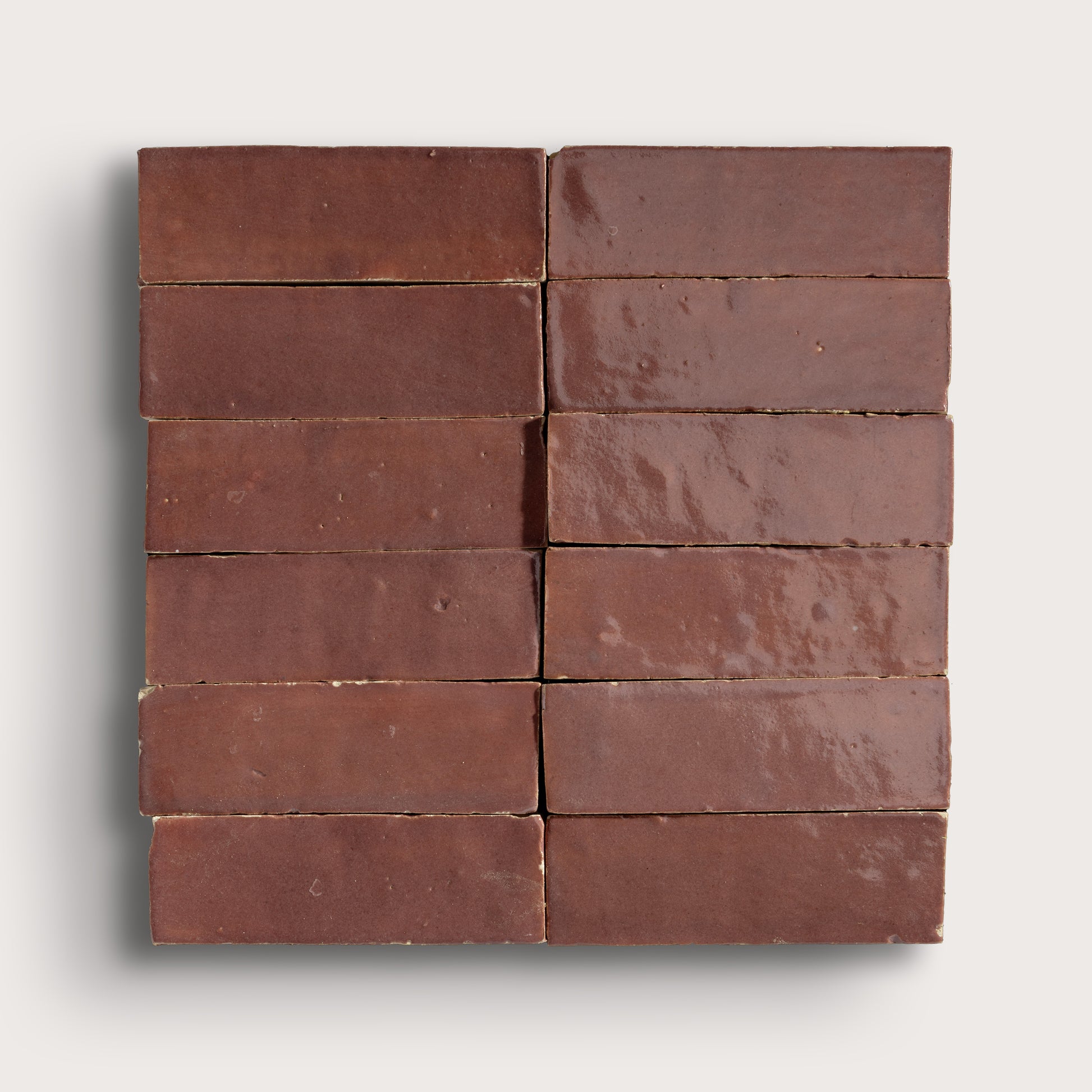 pink rectangle zellige tile on light gray background