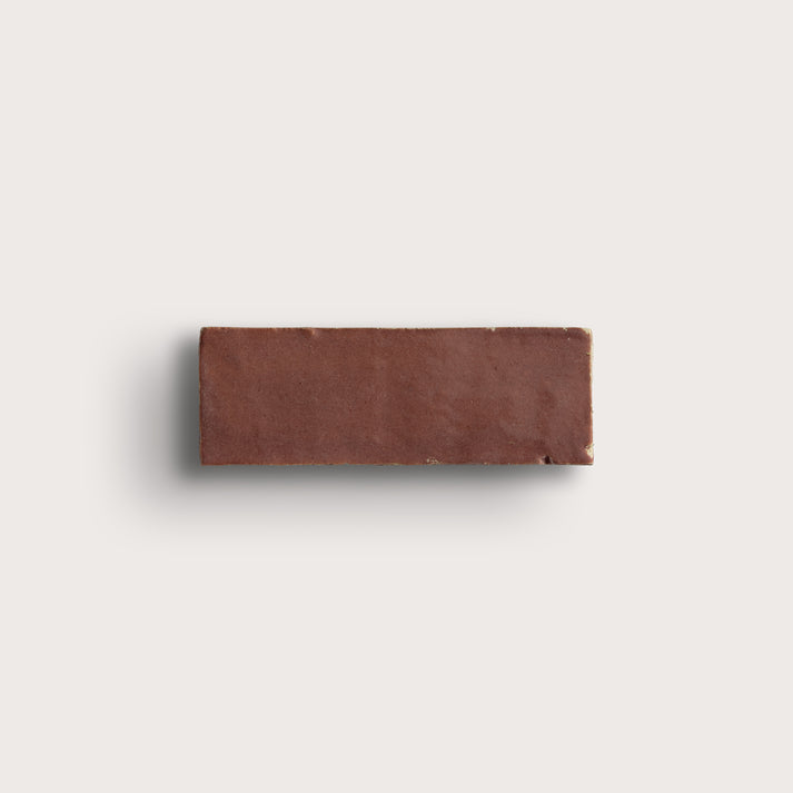 pink rectangle zellige tile on light gray background