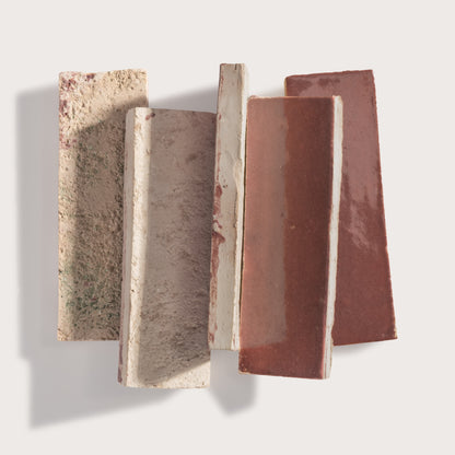 pink rectangle zellige tile on light gray background