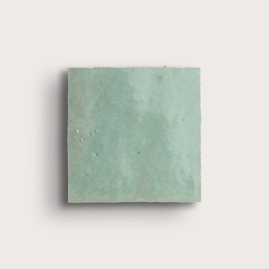 green square zellige tile on light gray background