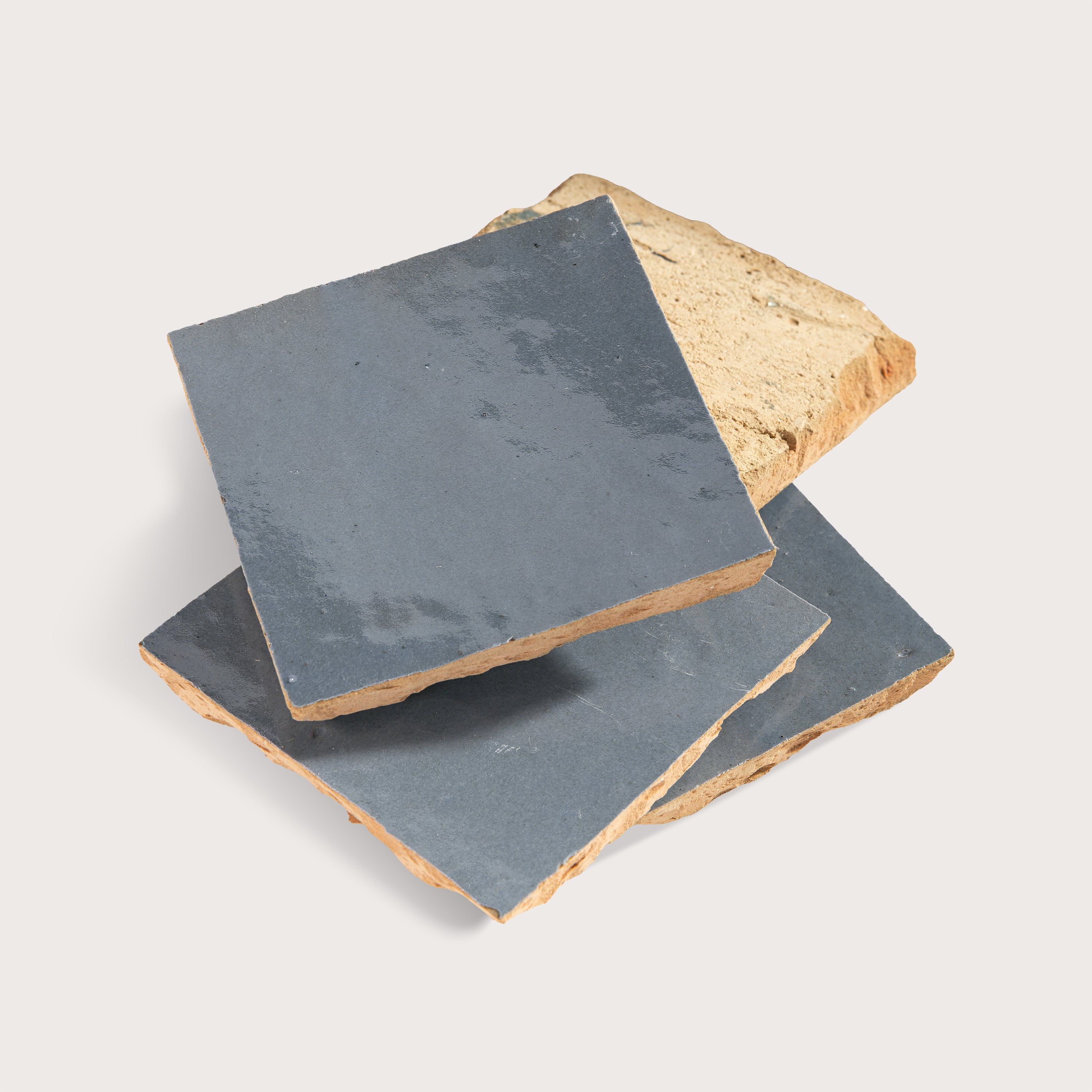 square zellige tile on a light gray background