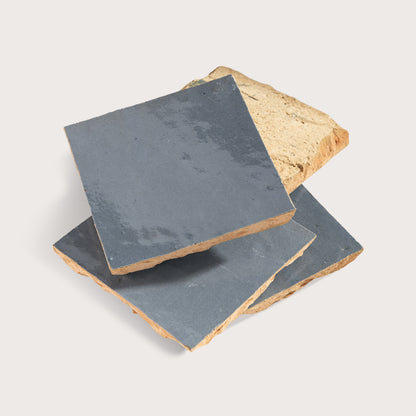 square zellige tile on a light gray background