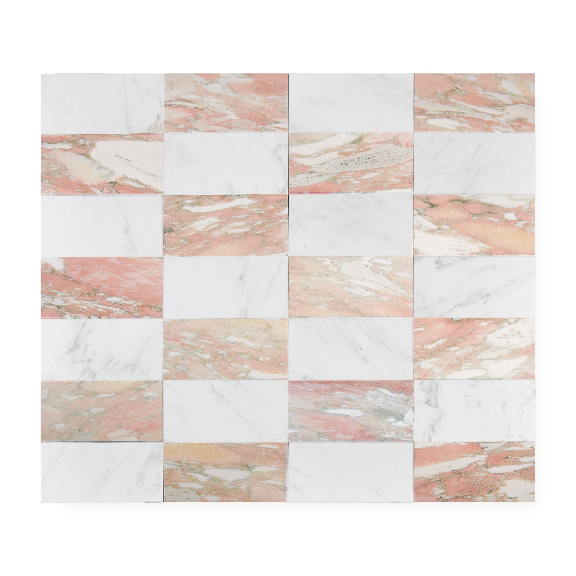 Casablanca Carrara & Norwegian Rose – Honed – 6″x12″ Checkerboard Bundle