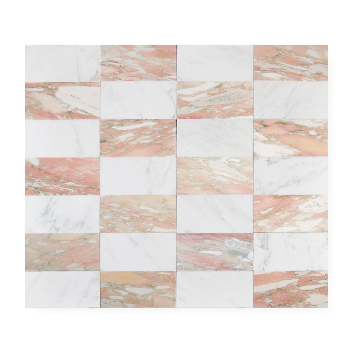 Casablanca Carrara & Norwegian Rose 6x12 | Honed – Checkerboard Bundle-Main Inventory-All Products,Checkerboard-Riad Tile