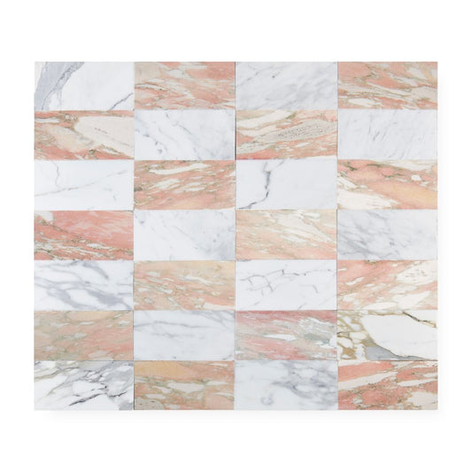 Calacatta Gold & Norwegian Rose 6x12 | Honed – Checkerboard Bundle-Main Inventory-All Products,Checkerboard-Riad Tile