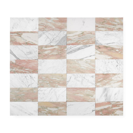 Italian Statuary & Norwegian Rose 6x12 | Honed – Checkerboard Bundle-Main Inventory-All Products,Checkerboard-Riad Tile
