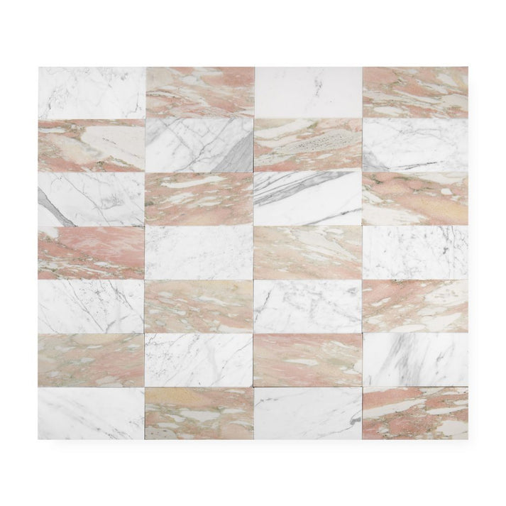 Italian Statuary & Norwegian Rose 6x12 | Honed – Checkerboard Bundle-Main Inventory-All Products,Checkerboard-Riad Tile