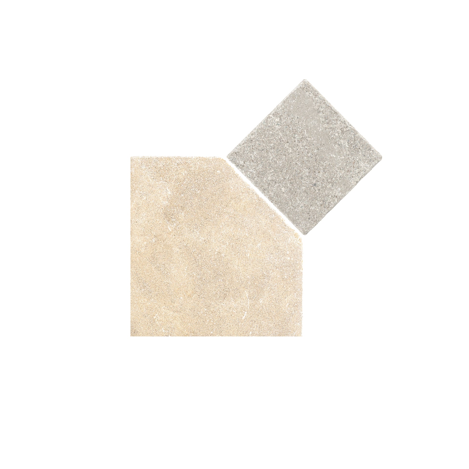 Sample: Octagon Azru Sand & Azru Grey Moroccan Limestone | Tumbled & Honed (1 sample piece)-Sample-Sample-Riad Tile