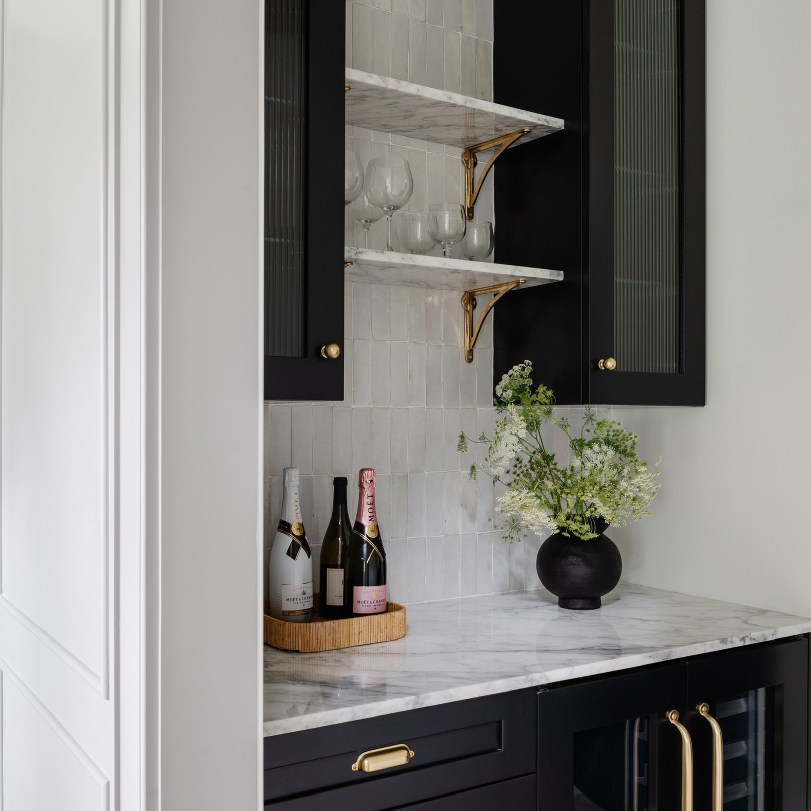 Snow White 2x6 Thin Bejmat Zellige Tile-Solids,Zellige Tile, installed as backsplash in kitchen-Riad Tile