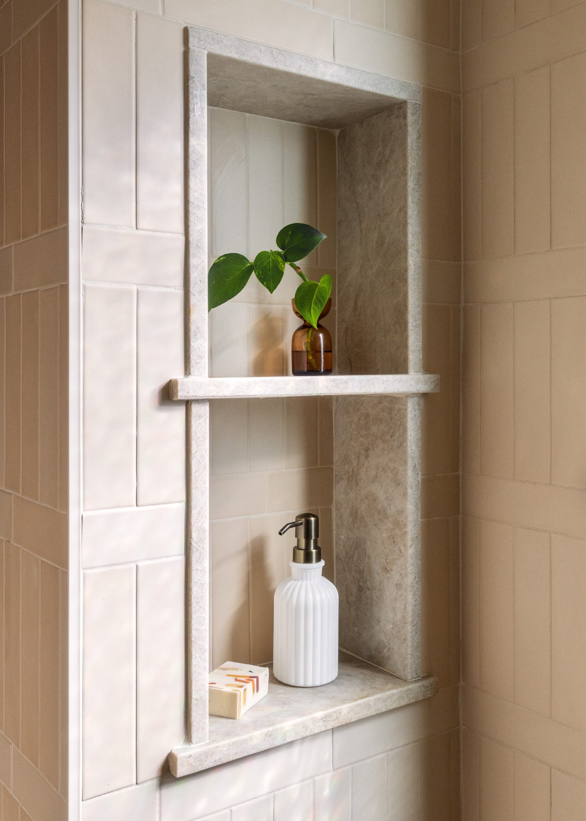 solid color tile in shower