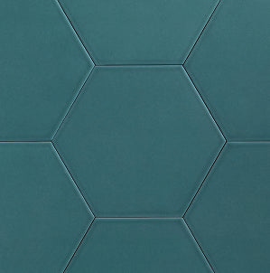 blue octagon ceramic tile up close