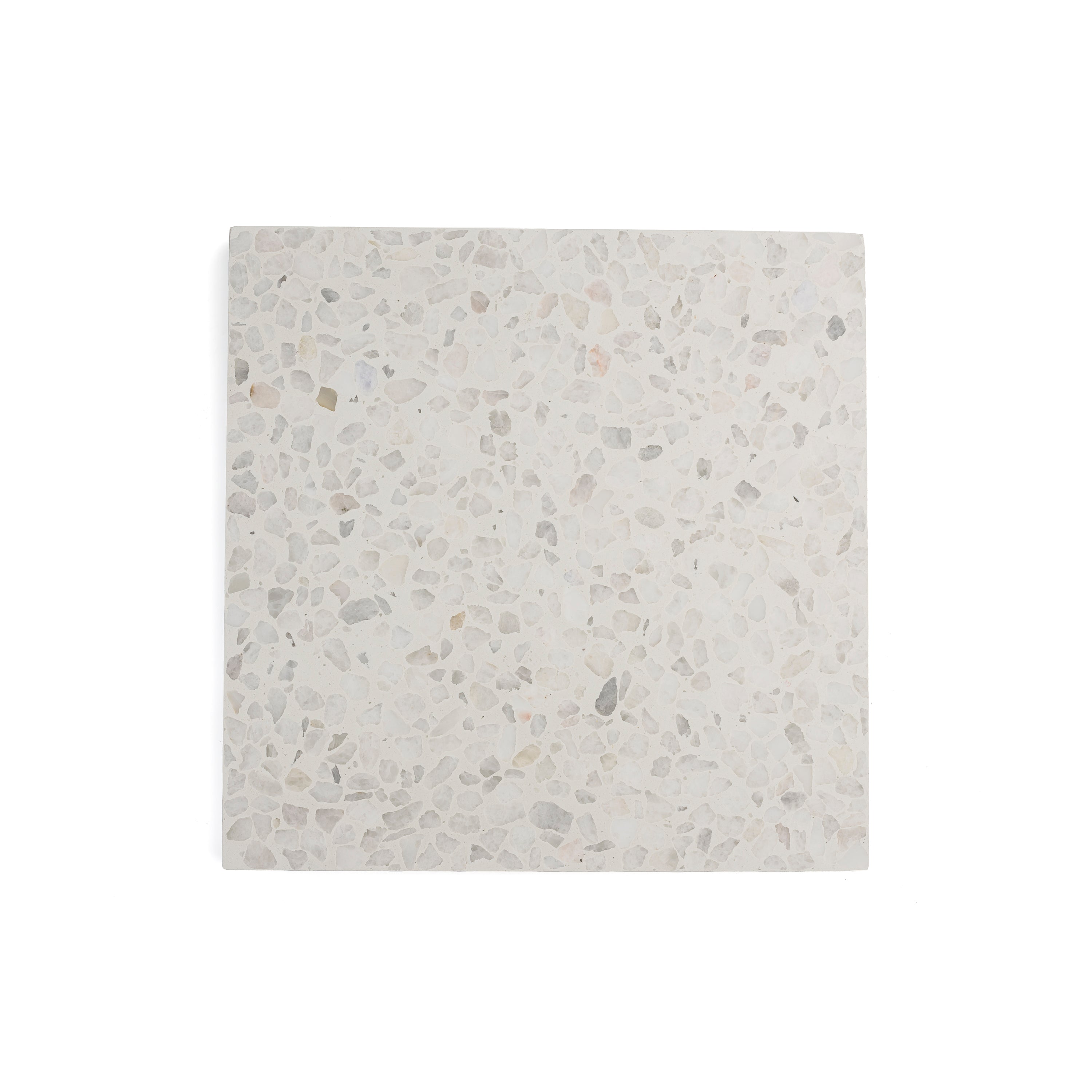 12x12 square white terrazzo tile, suitable for bathroom and kitchen flooring