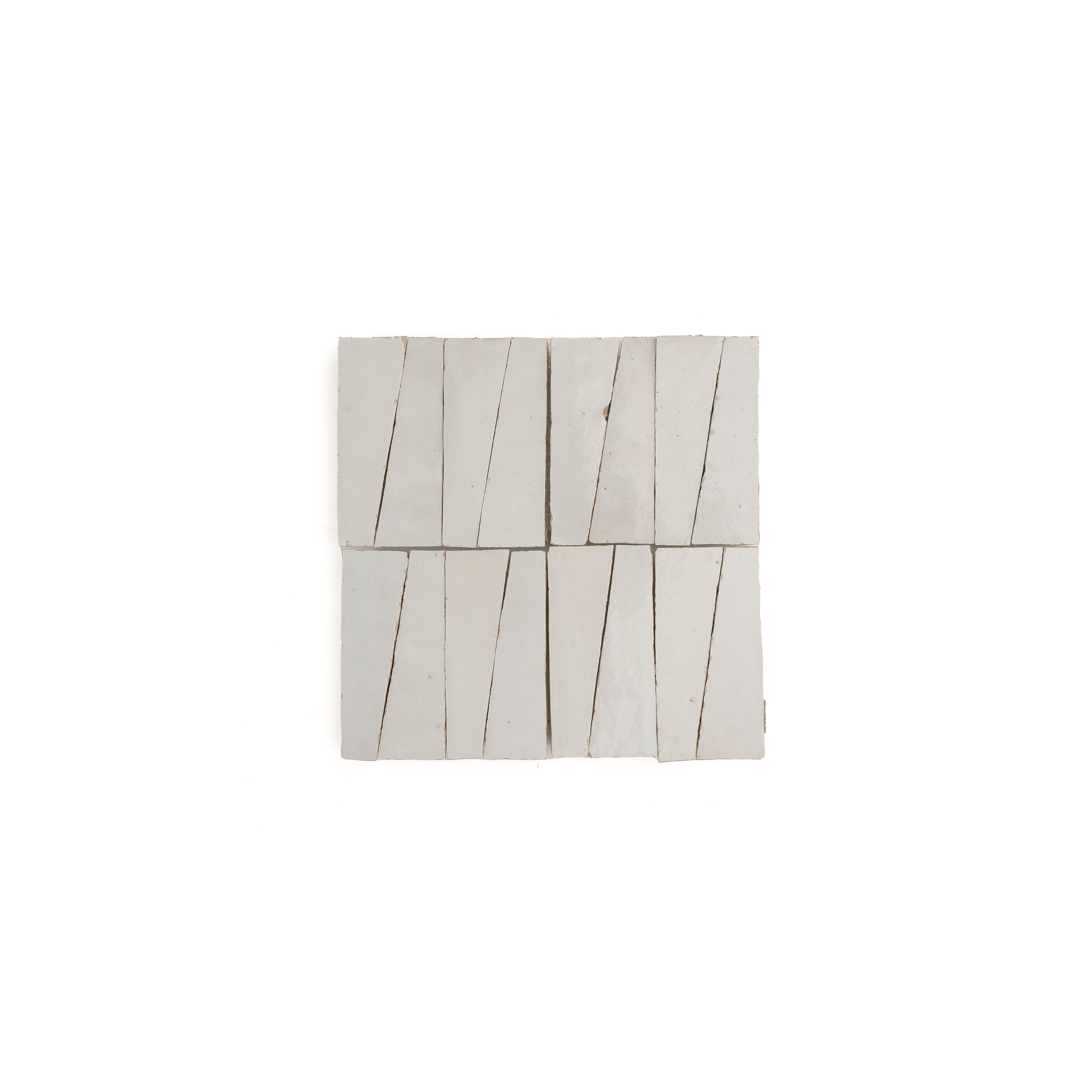 Snow White 1x4 Trapezoid Mosaic Zellige Tile