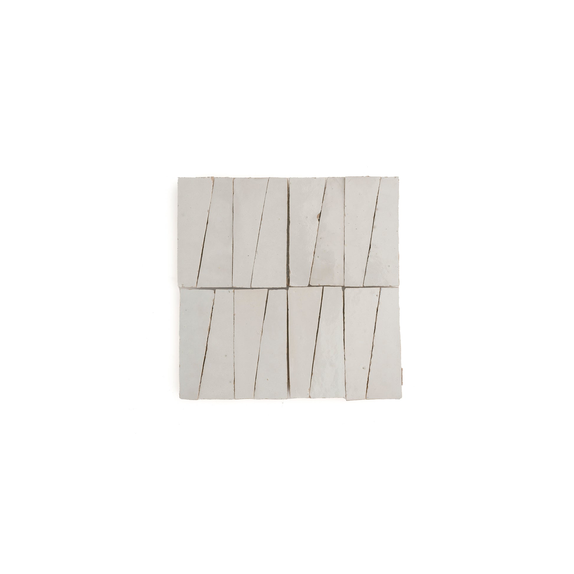 Sample: Snow White 1x4 Trapezoid Mosaic Zellige Tile (4x4 sample piece)-Sample-Sample-Riad Tile