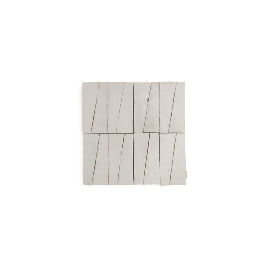 Sample: Snow White 1x4 Trapezoid Mosaic Zellige Tile (4x4 sample piece)-Sample-Sample-Riad Tile