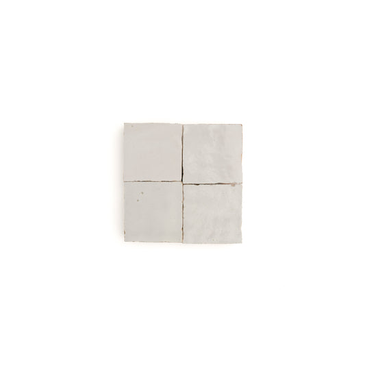 Sample: Snow White 2x2 Zellige Tile (4 2x2 pieces)-Sample-Sample-Riad Tile