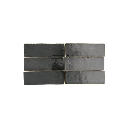 Black 2x6 Thin Bejmat Zellige Tile-Main Inventory-All Products,Solids,Zellige Tile-Riad Tile