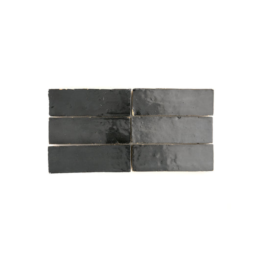 Black 2x6 Thin Bejmat Zellige Tile-Main Inventory-All Products,Solids,Zellige Tile-Riad Tile