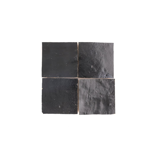 Black 4x4 Zellige Tile-Main Inventory-All Products,Solids,Zellige Tile-Riad Tile