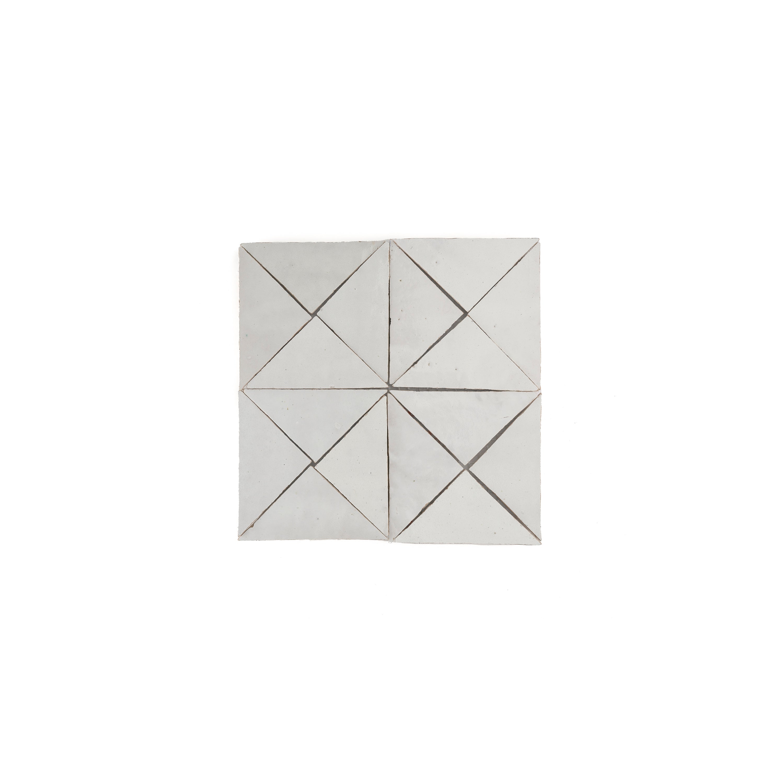 Snow White Triangle Mosaic Zellige Tile