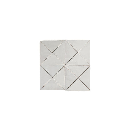 Sample: Snow White Triangle Mosaic Zellige Tile (4x4 sample piece)-Sample-Sample-Riad Tile