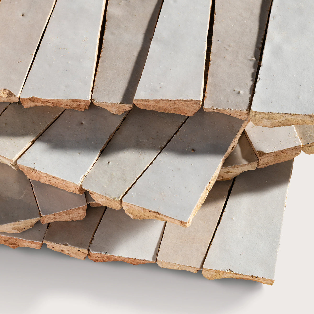 Natural White & Snow White 1x4 Trapezoid Mosaic Zellige Tile