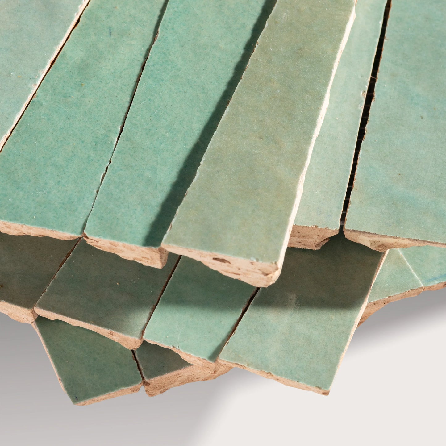 Sea Green 1x4 Trapezoid Mosaic Zellige Tile