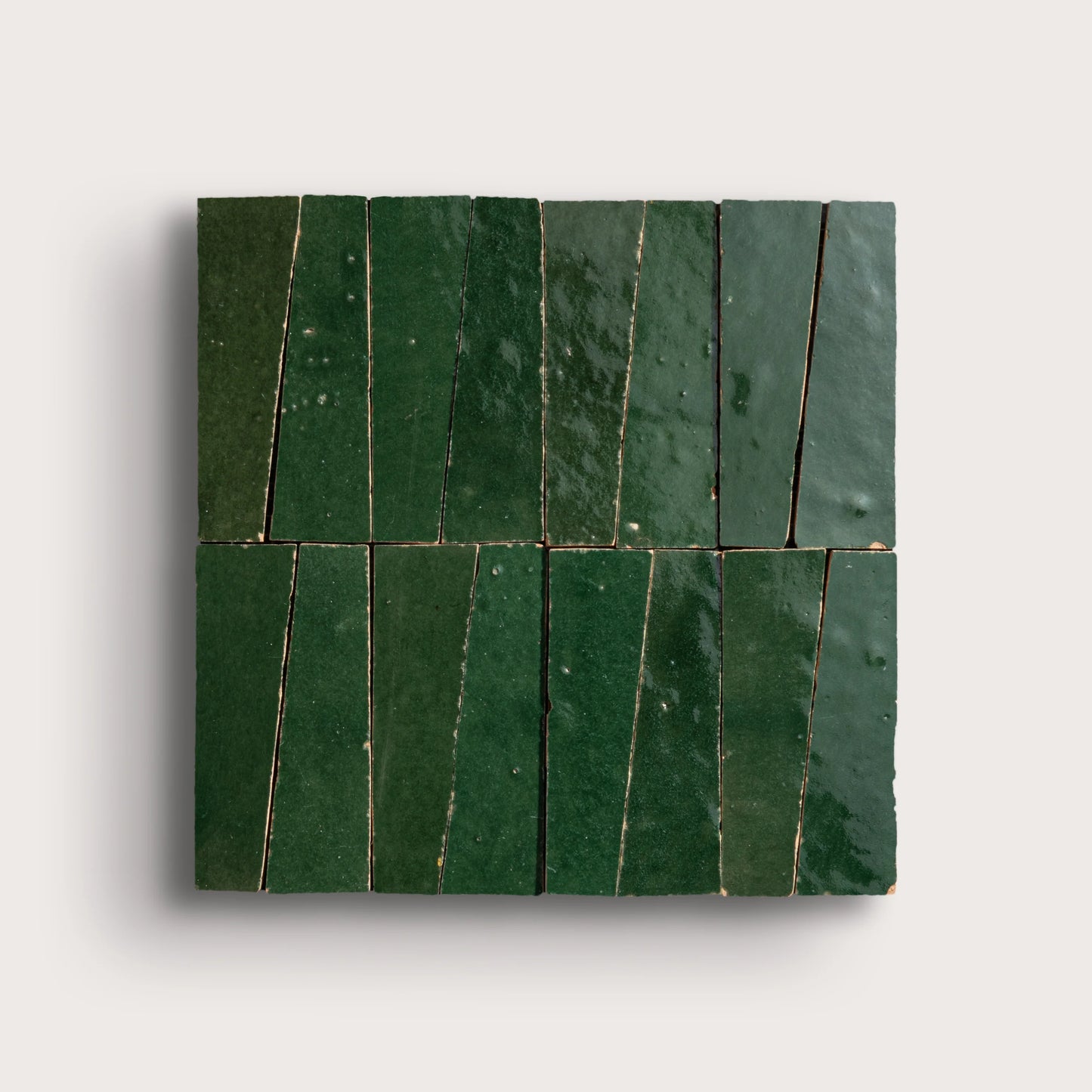 Emerald Green 1x4 Trapezoid Mosaic Zellige Tile