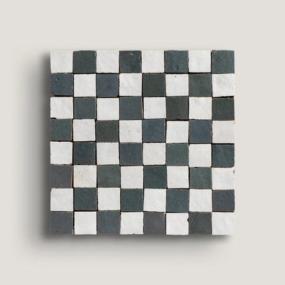 Snow & Steel Grey - 1" Checkerboard Mosaic