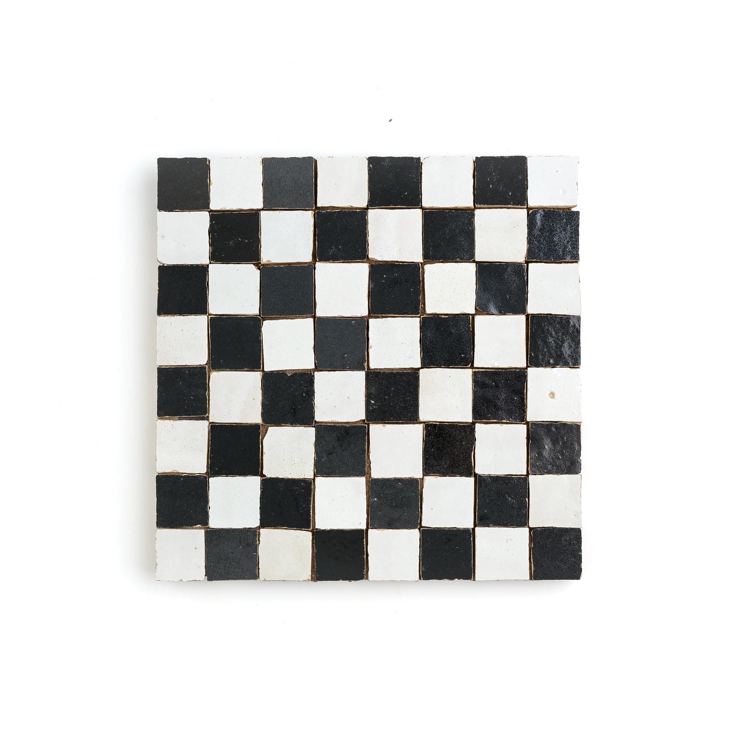 Snow & Black Zellige 1" Checkerboard Mosaic