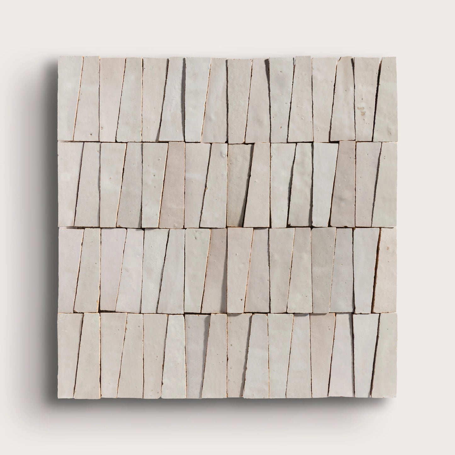 Natural White 1x4 Trapezoid Mosaic Zellige Tile