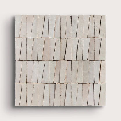 Natural White 1x4 Trapezoid Mosaic Zellige Tile