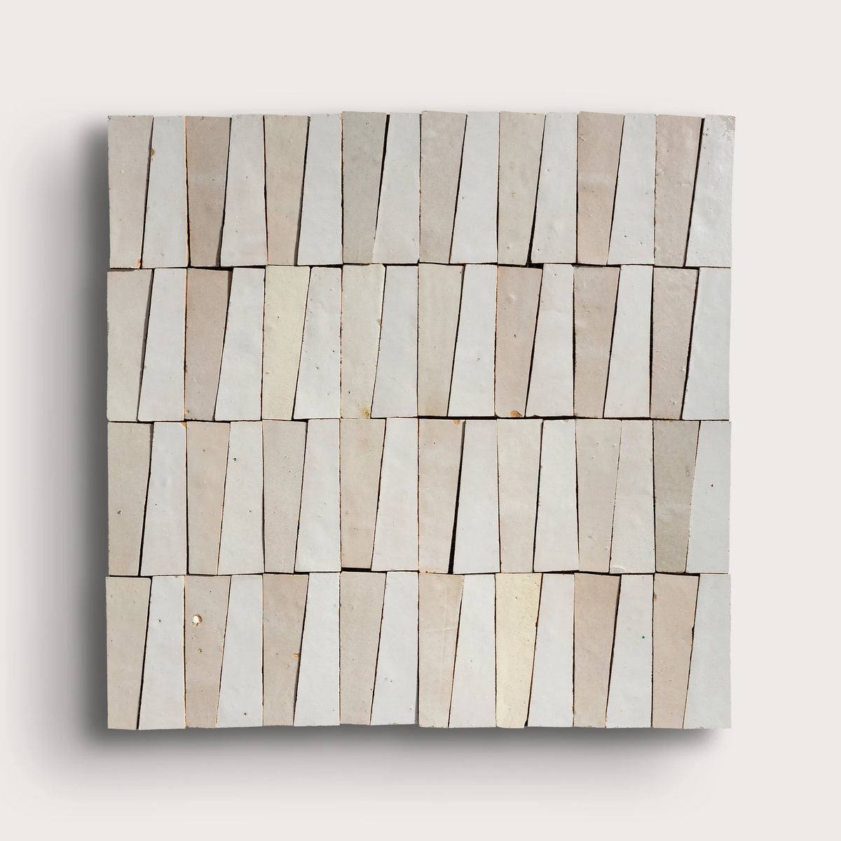 Natural White & Snow White 1x4 Trapezoid Mosaic Zellige Tile