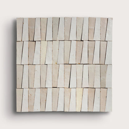 Natural White & Snow White 1x4 Trapezoid Mosaic Zellige Tile