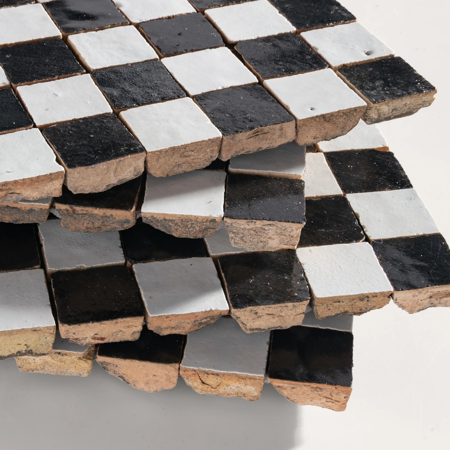 Snow & Black Zellige 1" Checkerboard Mosaic