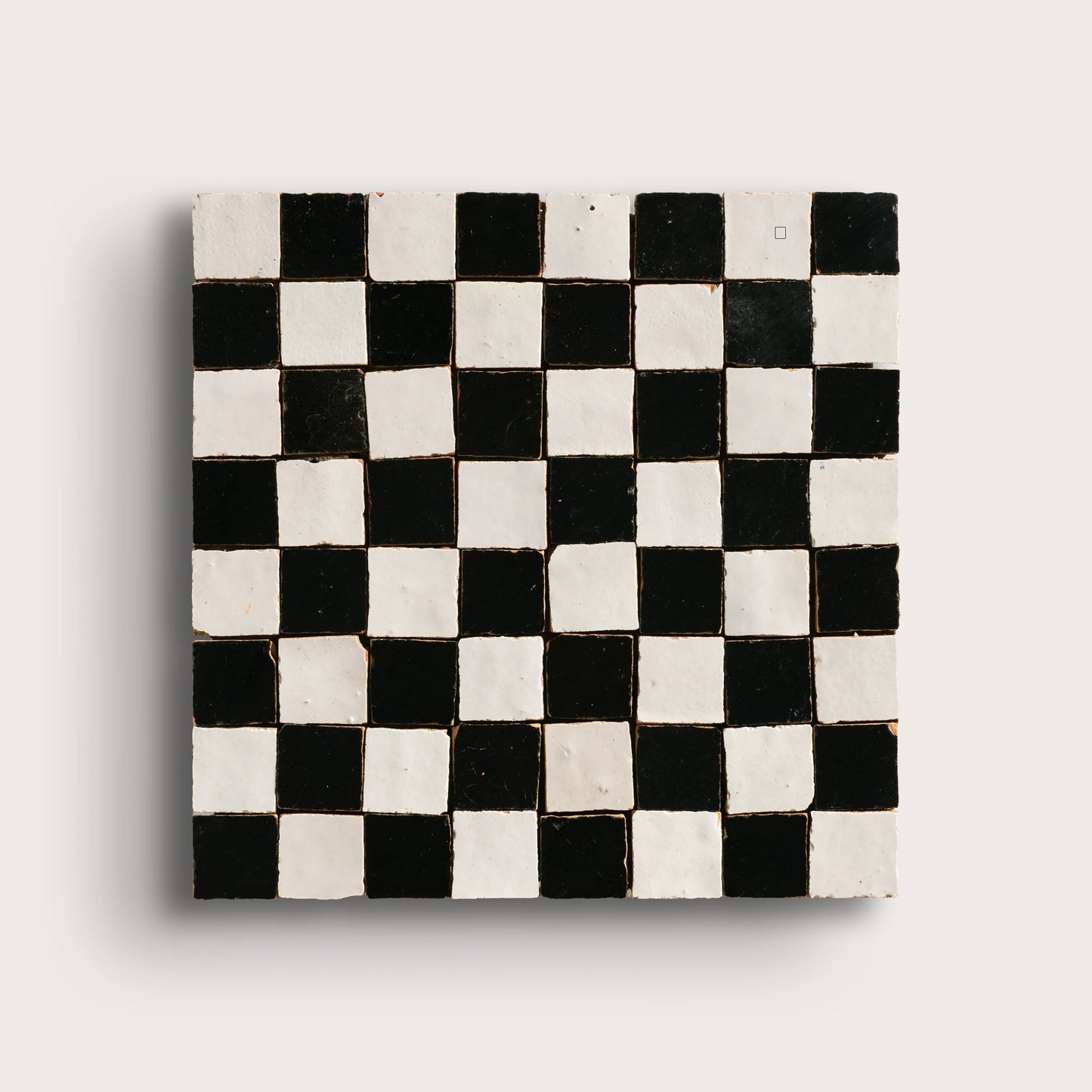 Snow & Black Zellige 1" Checkerboard Mosaic