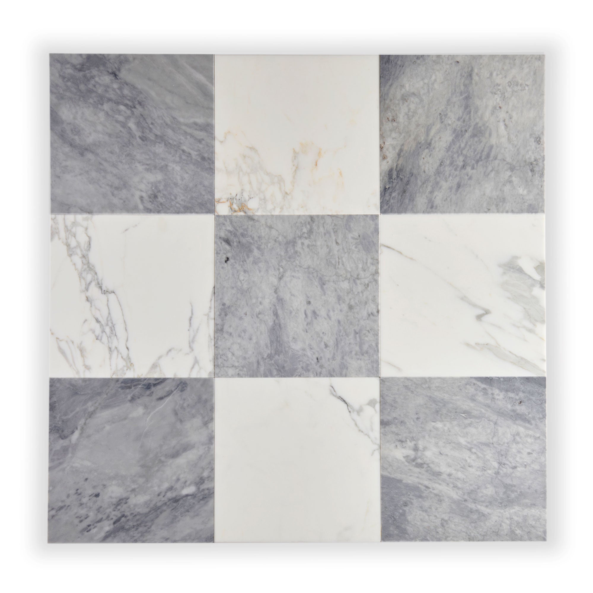 Calacatta Gold & Bardiglio Grey Marble – Honed – 12″x12″ Checkerboard Bundle