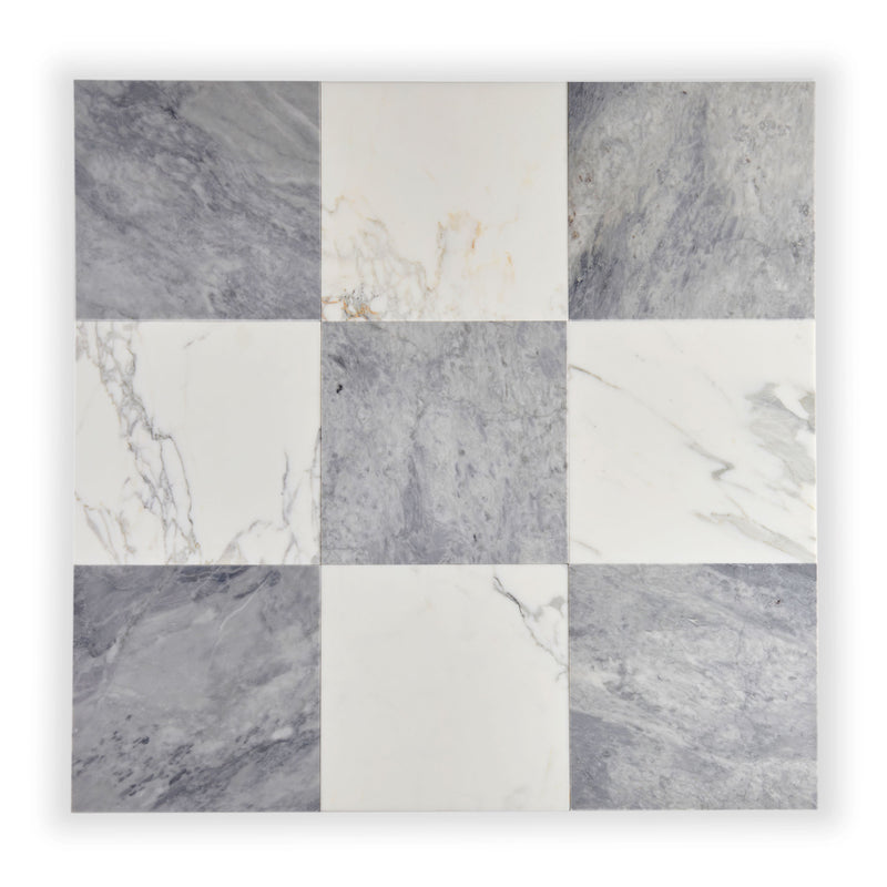 Calacatta Gold & Bardiglio Grey Light 12x12 Marble | Honed – Checkerboard Bundle-Main Inventory-All Products,Checkerboard-Riad Tile